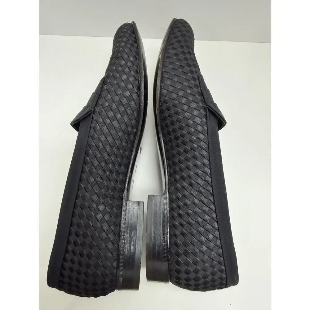 Bally Men’s Black Leather Dress Shoes 10D Basket Weave Toe Luxury Italian